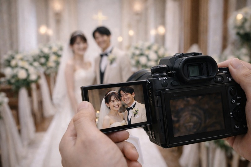 チャペルでの新郎新婦